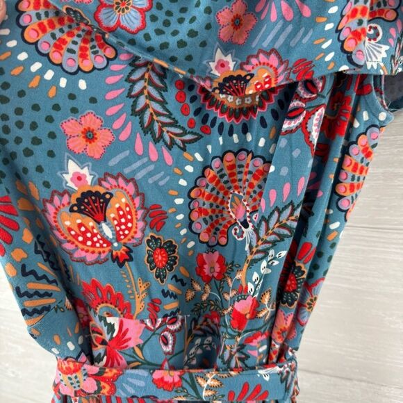 Boden Ruffle Neck Jersey Paisley Belted Romper - Picture 7 of 10